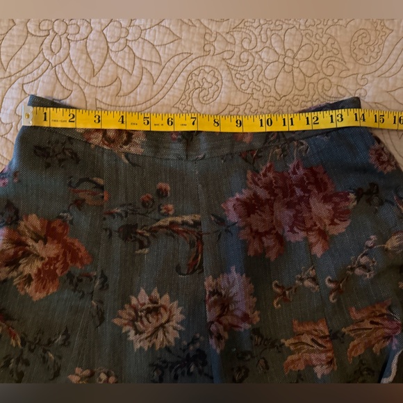 VTG 90s Dark Academia Taupe Burgundy Rose Floral Maxi Skirt By Koret, Size S-M - Picture 11 of 14